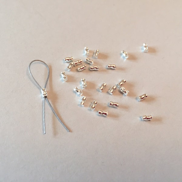 25pc Twisted Tornado Crimp Bead .019 Pure Silver Ultraplate 2x3mm, jewelry finding, tube crimp (cb-uts19-25