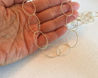 Sterling Silver Chain Large Oval Cable Diamond Cut 25.75 x 16.75mm, Sparkly chain, Per foot, on sale, Jewelry making (ch-ch340.43