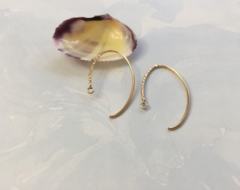 2pc 14K Gold Filled Fancy Large Kidney Textured Fancy Earwire 1 in, 28mm, Earring Component, Earring Finding, Jewelry making (ea-gffew17-2