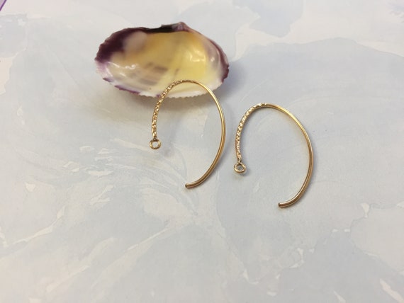 2pc 14K Gold Filled Fancy Large Kidney Textured Fancy Earwire In