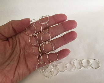 Sterling Silver Chain Large Round Cable Diamond Cut 16.5mm, Sparkle chain, Per foot, Jewelry making, closeout, wholesale (ch-ch635