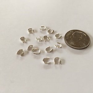 25 Sterling Wire guards, Wire Protector, Stringing Cable thimbles, 5mm horseshoe, use with .014 & .019 SoftFlex Beading Wire (wp-wps21-25