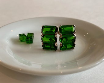 Strass argent sterling vert VTG, Boucles d'oreilles à visser, Boucle d'oreille à vis en cristal, Anniversaire de mai, Irlandais, Irlande, Glamour, Émeraude, Kelly