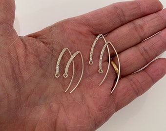 Sterling Silver Fancy Kidney Earwire 37mm and 28mm, Earring Finding, Hammered, Jewelry Finding (ea-sfew11 and 12