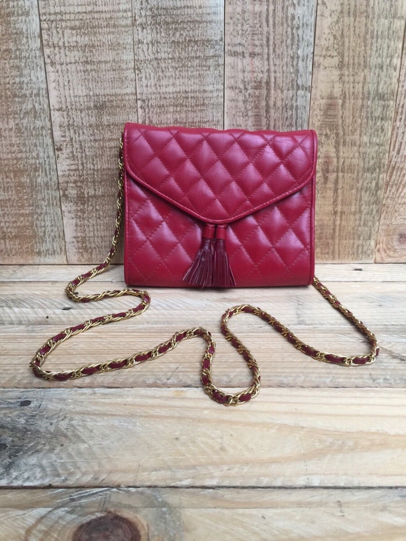 Vintage Austin Designs Made in Korea Red Leather Quilted ...
