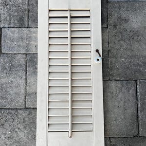1 Painted Wood Shutter 23 3/4” X 9”, Vintage Wood Shutter