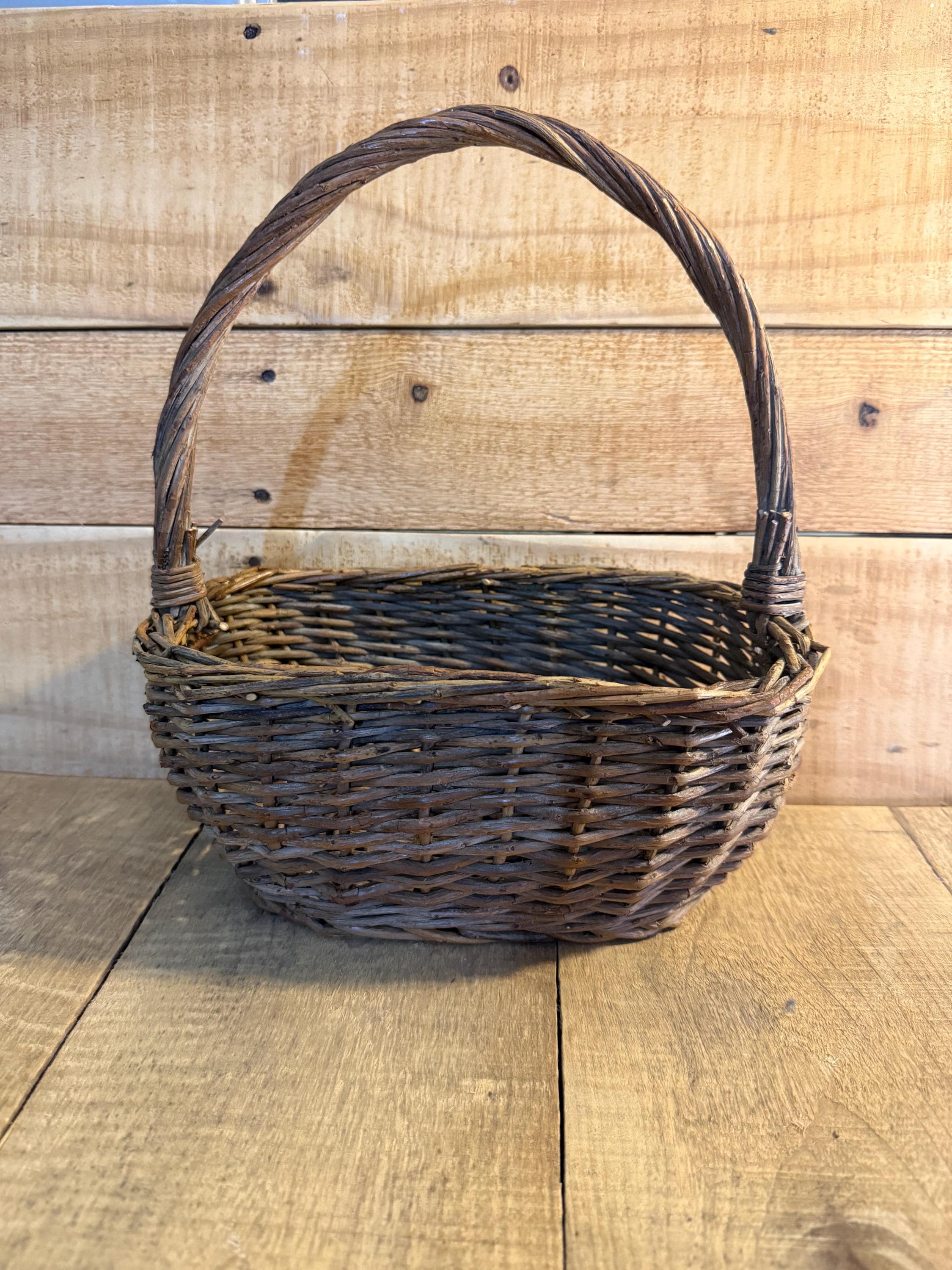 Handmade Willow Basket, Vintage Willow Basket