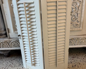 Vintage White Painted Wood Shutters 29”X9”