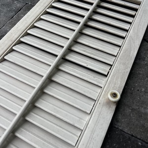 1 Painted Wood Shutter 28” X 10”, Vintage Wood Shutter