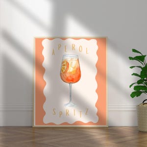 Aperol Spritz downloadbare aquarelprint, thuisafdruk, posterafdruk, muurkunst, barafdruk, barwagenafdruk, drankkastafdruk