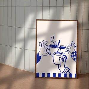 Poster scaricabile &quot;Coffee Cheers&quot;, arte murale, stampa di caffè, stampa di poster, stampa, arredamento per la casa