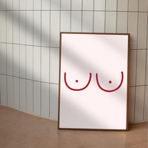 Boob minimalist print, wall art, poster, downloadable print for home.