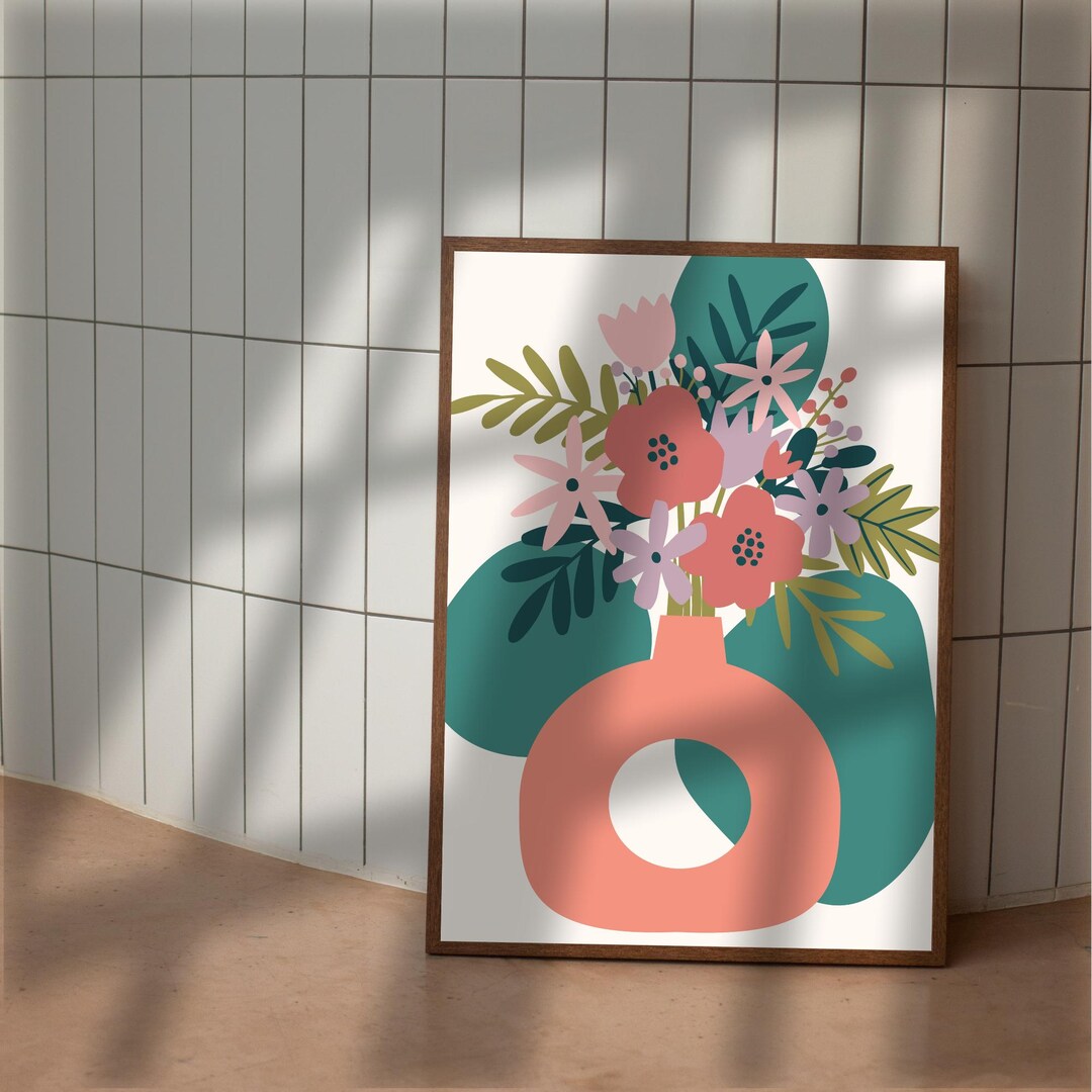Floral Vase Art Print: Colorful Flower Home Decor (digital Download) - Etsy