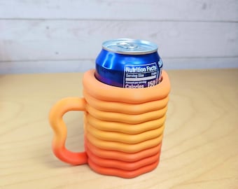 Squiggly Can Cozie: 3D Printed Soda Can Holder - Vibrant Orange Gradient