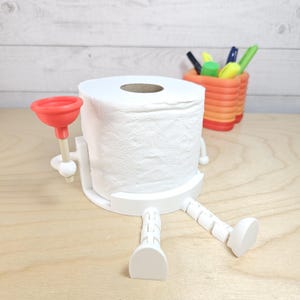 Articulated Plumber Toilet Paper Holder Buddy - Bathroom - Funny - Gift - TP - Business - Office Bathroom - Funny Bathroom