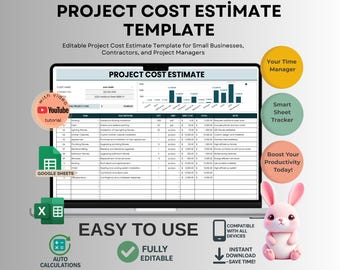 Project Cost Estimate Template for Budget Planning, Editable Google Sheets, Digital Download