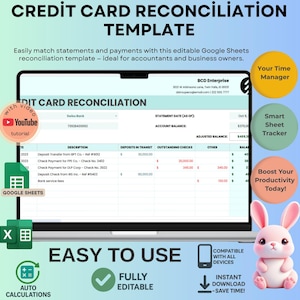 Credit Card Reconciliation Template: Google Sheets Expense Tracker (Digital Download)
