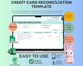 Credit Card Reconciliation Template: Google Sheets Expense Tracker (Digital Download)