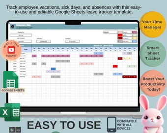Editable Employee Leave Tracker: Google Sheets Vacation & Absence Log (Digital Download)