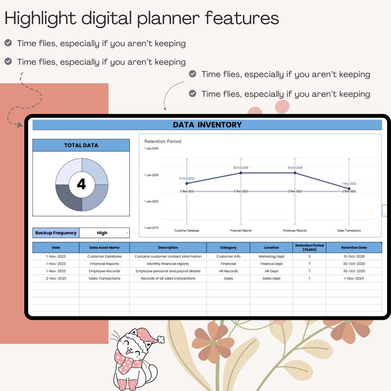 Data Inventory Template, Google Sheets, Digital Download, Editable ...