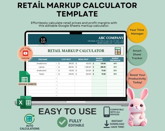 Calculateur de majoration de vente au détail | Modèle Google Sheets (téléchargement numérique)