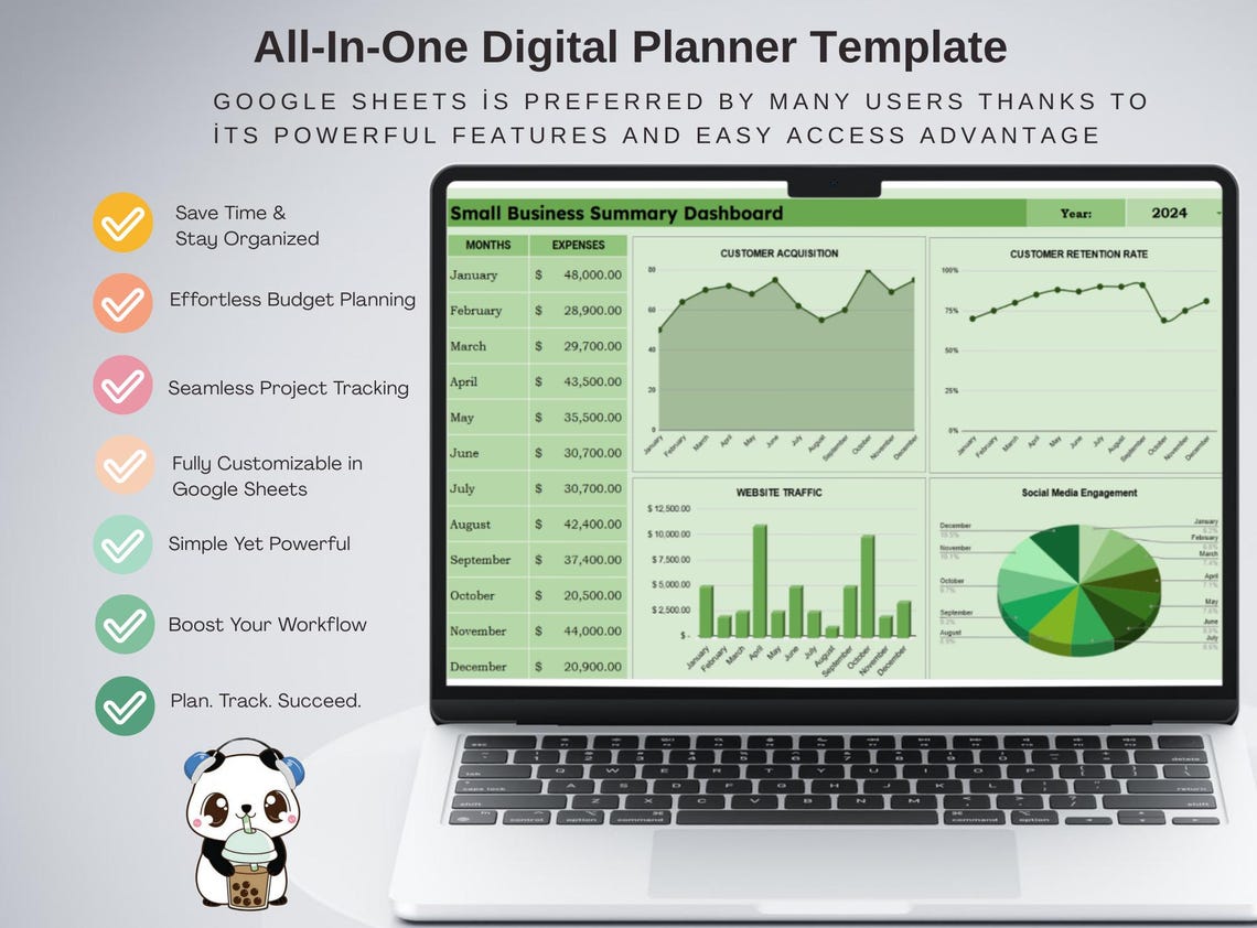 Small Business Dashboard Template, Google Sheets (digital Download) - Etsy