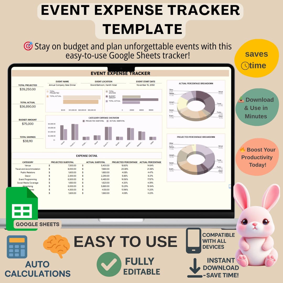 Event Moneytracker Event Expense Tracker Template, Editable Google Sheets Budget Tool ...