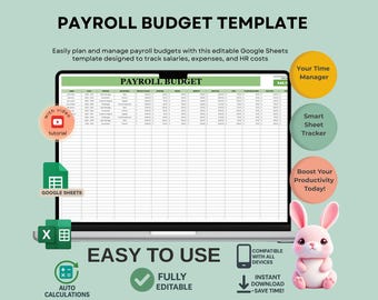 Payroll Budget Template: Editable Google Sheets HR Planner (Digital Download)