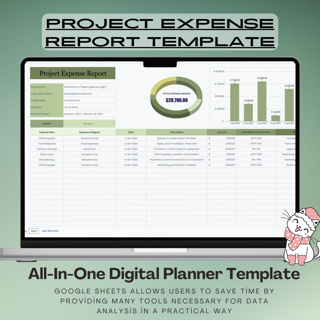 Project Expense Form Project Expense Report Template, Google Sheets, Editable Budget Tracker ...