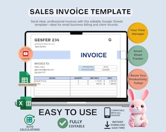 売上請求書テンプレート | 編集可能な請求書ジェネレーター | Googleスプレッドシート請求書領収書ツール