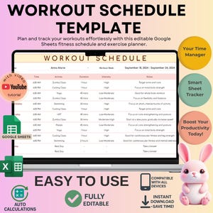 Editable Workout Schedule Template: Weekly & Monthly Fitness Plan (Digital Download)