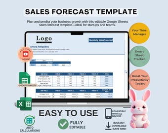 Sales Forecast Template | Editable Revenue Planner | Google Sheets Sales Projection Tool