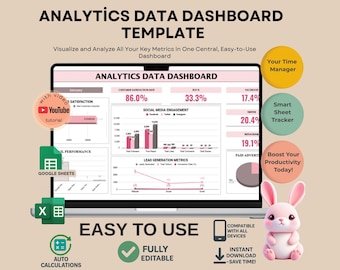 Analytics Data Dashboard Template | Track Metrics, KPIs, and Insights in Google Sheets for Smarter Decision-Making