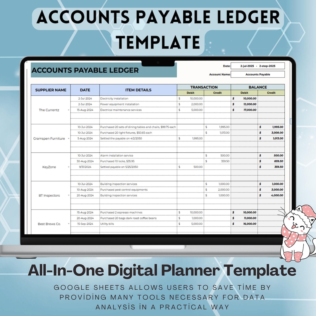 Accounts Payable Ledger Template Google Sheets Track Bills Payments