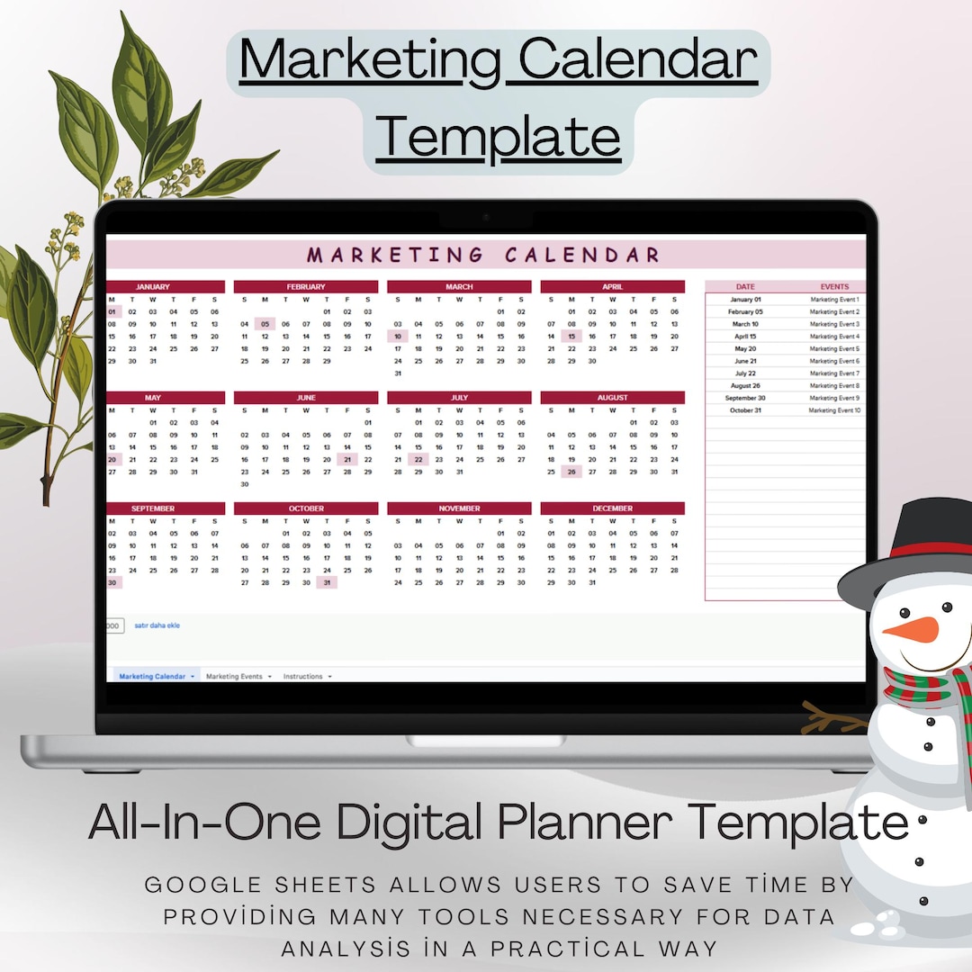 Marketing Calendar Template, Digital Download, Editable Google Sheets ...