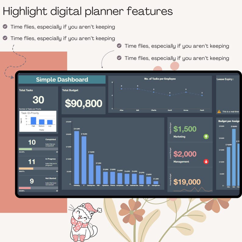 Simple Dashboard Template, Google Sheets, Editable Data Analytics ...