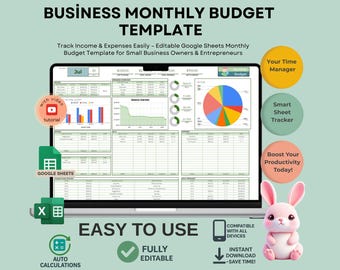 Editable Monthly Budget Template: Google Sheets Finance Planner (Digital Download)
