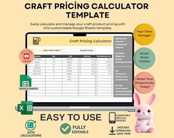 Plantilla de cálculo de precios de artesanías, Hojas de cálculo de Google (descarga digital)