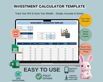 Investment Calculator: Editable Google Sheets Template (Digital Download)