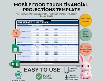 Mobile Food Truck Financial Projections Template for Sales Forecasting, Expense Tracking, and Budget Planning