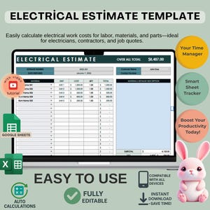 Electrical Estimate Template: Contractor Google Sheets (Digital Download)