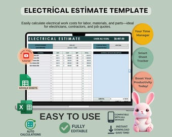 Electrical Estimate Template: Contractor Google Sheets (Digital Download)