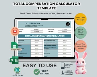 Total Compensation Calculator Template | Employee Pay & Benefits Tracker | Google Sheets