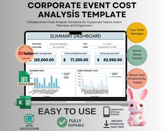 Corporate Event Cost Analysis Template for Budget Planning, Editable Google Sheets, Digital Download