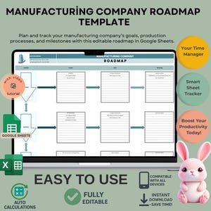Plantilla de hoja de ruta de fabricación: Planificador editable de Hojas de Cálculo de Google (Descarga digital)