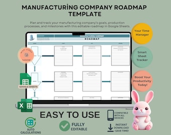 Manufacturing Roadmap Template: Editable Google Sheets Planner (Digital Download)