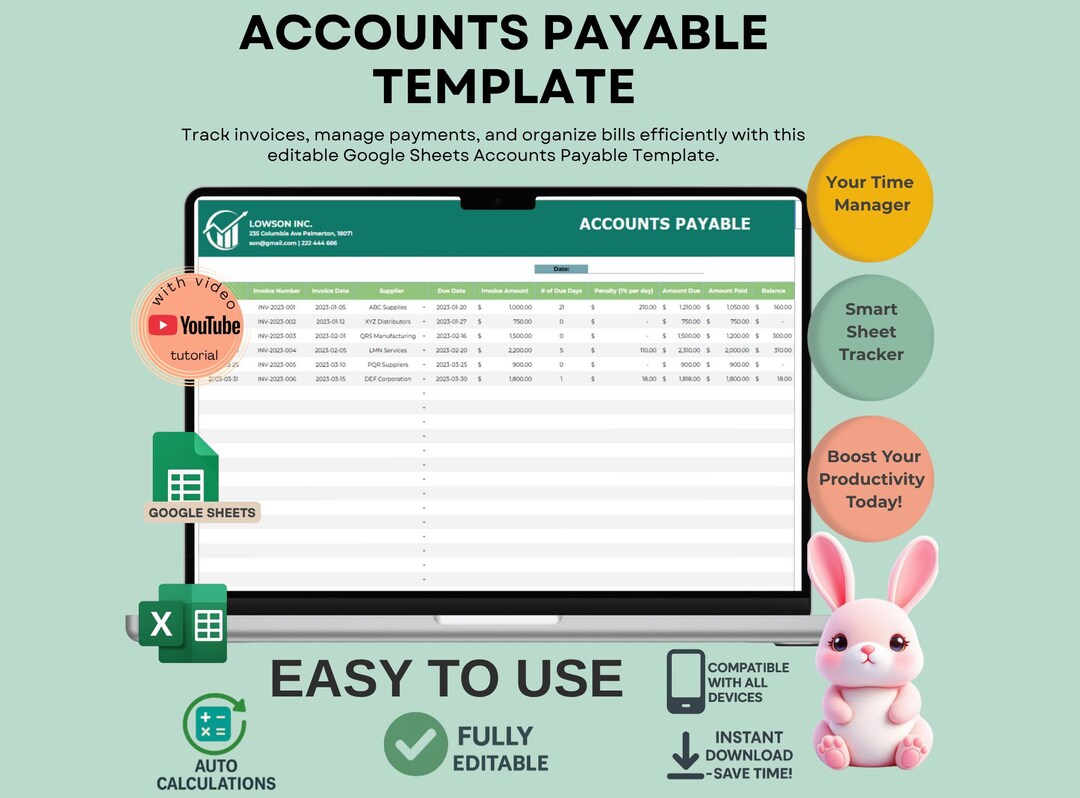 Sample Payable Tracker Accounts Payable Template: Google Sheets Vendor Bill Tracker (digital ...