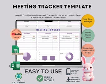 Meeting Tracker Template: Editable Google Sheets Schedule (Digital Download)