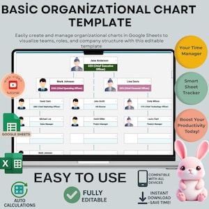 Editable Organizational Chart Template: Google Sheets, Company Hierarchy (Digital Download)