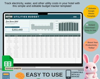 Hotel Utilities Budget Template: Editable Google Sheets Tracker (Digital Download)
